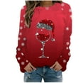 thumbnail image 1 of VJATTWR Mes Articles Chandail en Molleton de Noël pour Femmes Automne et Hiver Flocon de Neige Rouge Verre Dégradé Imprimé Col Rond Épaule Manches Longues Décontracté Sport Chandail en Molleton Get it Fast, 1 of 4