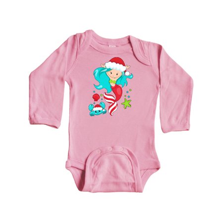 

Inktastic Christmas Holiday Mermaid with Cute Crab Gift Baby Boy or Baby Girl Long Sleeve Bodysuit