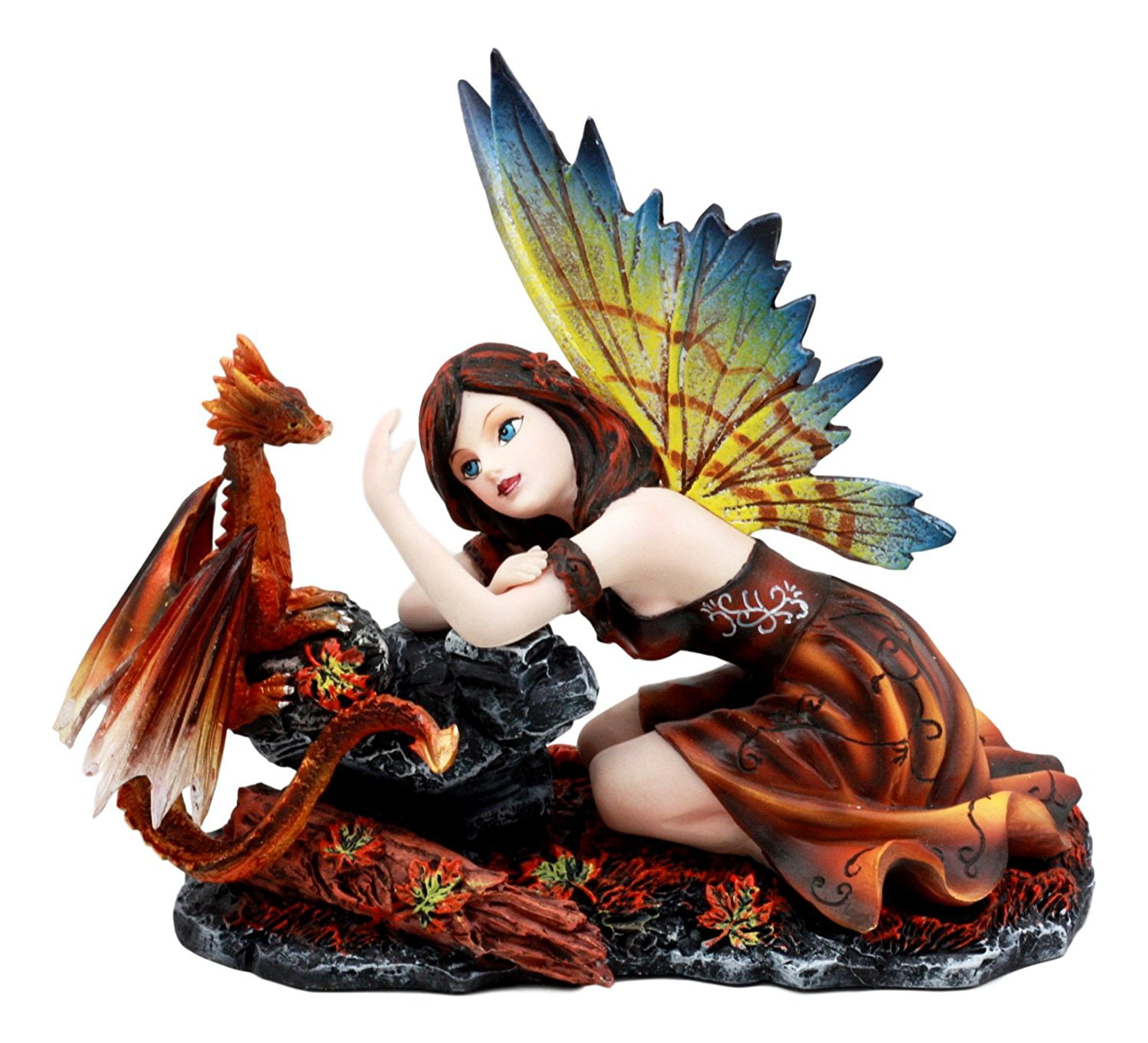 Standing Winged Dragon with Butterfly Green Baby Dragon Fairy Garden Dragon Dragon Cake Topper