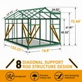 thumbnail image 3 of 6x10 FT Greenhouse for Outdoors, Polycarbonate Greenhouse with Roof Vent and Sliding Door, Aluminum Large Walk-in Greenhouse for Outside Garden Backyard, Green, 3 of 9