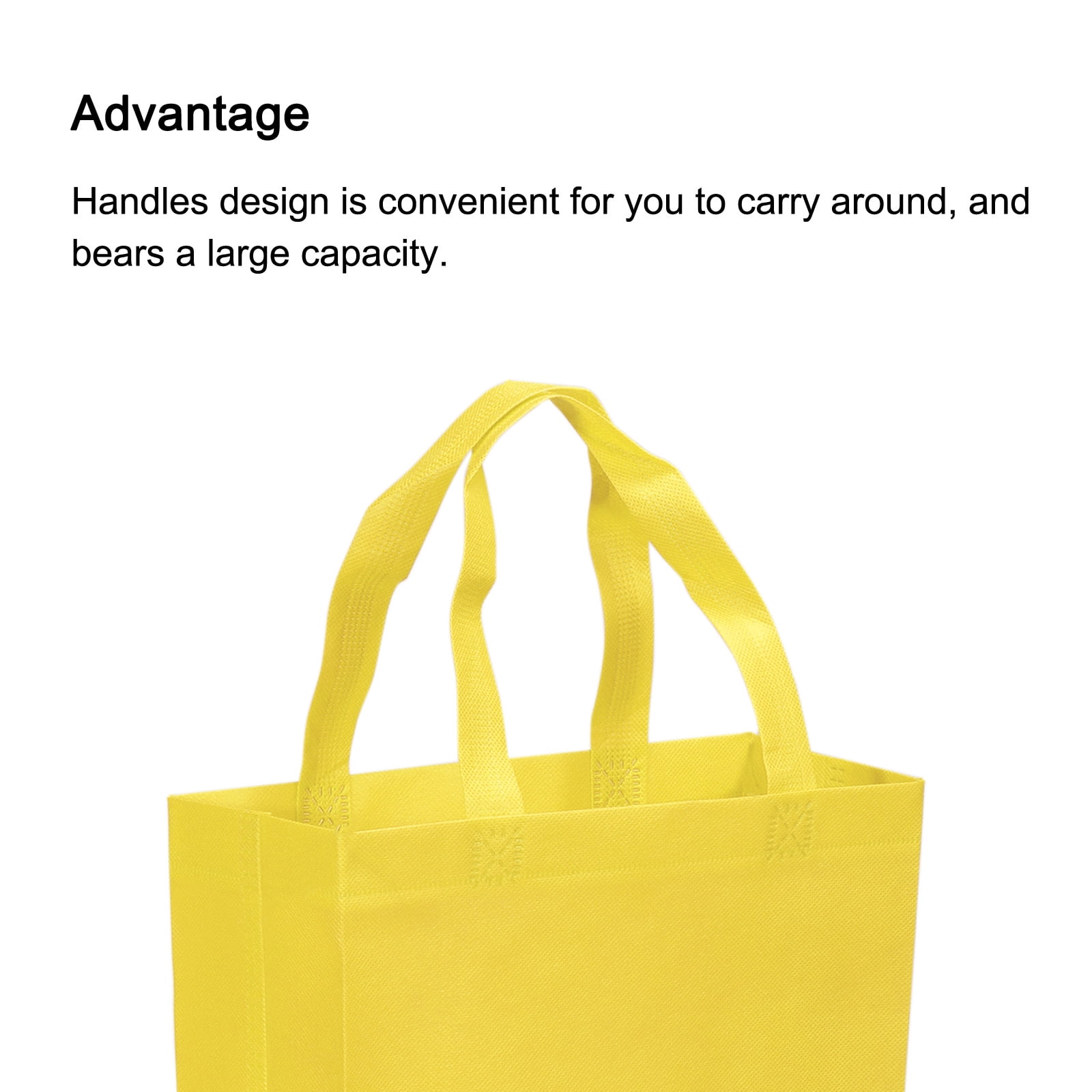 Unique Bargains Vertical Style Non-Woven Grocery Tote Bag Yellow