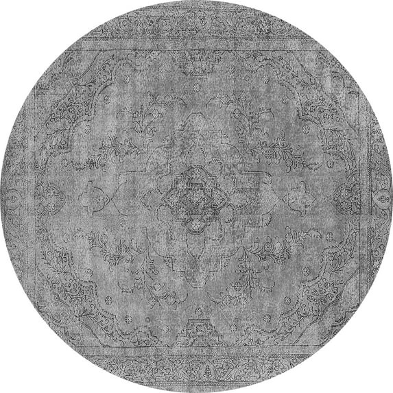 Ahgly Company Indoor Round Oriental Gray Industrial Area Rugs, 8' Round