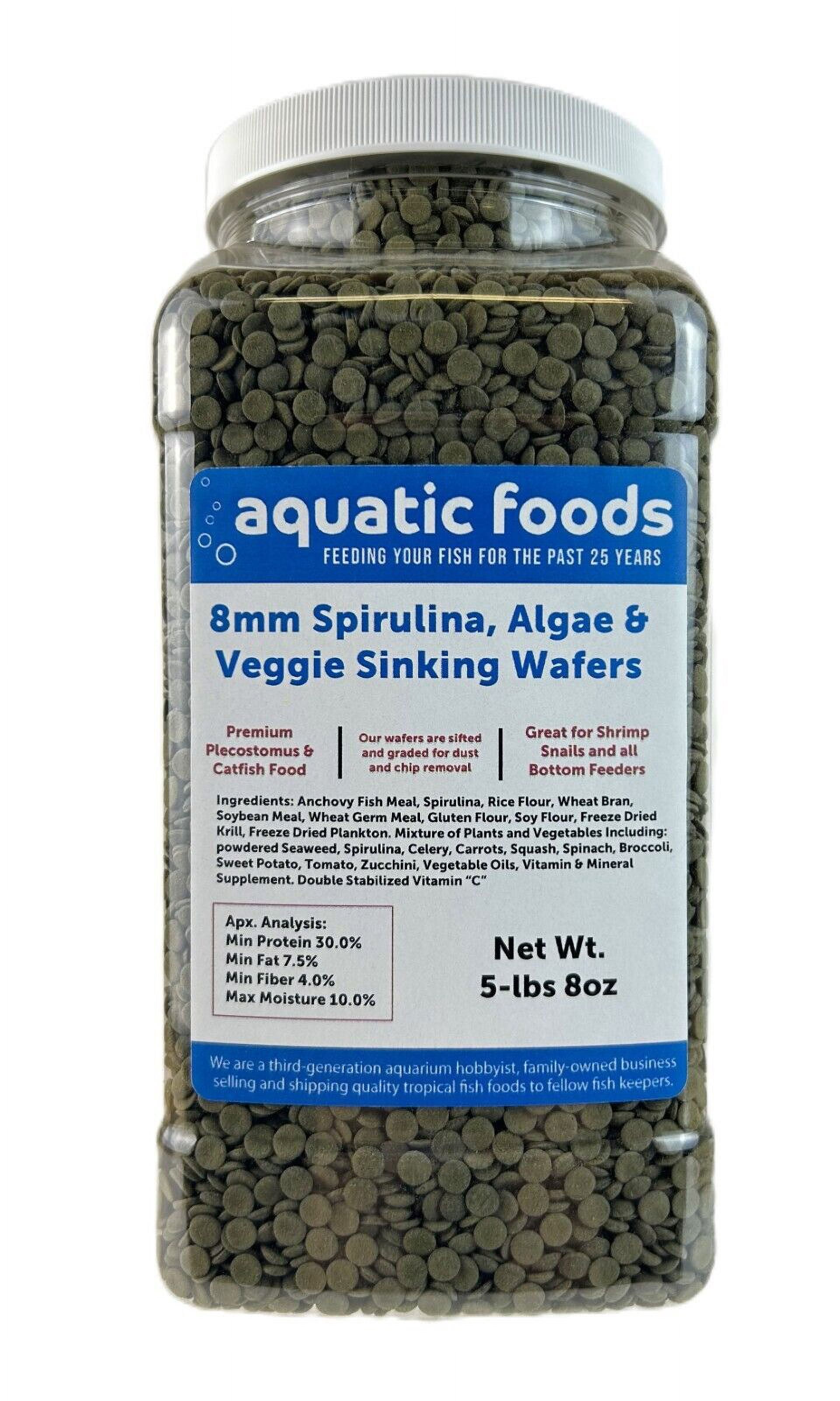 8mm - 1/3" Spirulina & Green Algae Sinking Wafers for Shrimp, Snails, Crabs, Crayfish, Plecos, Catfish, Bottom Fish, All Fish - WL 5-lbs 8oz Lg Jar