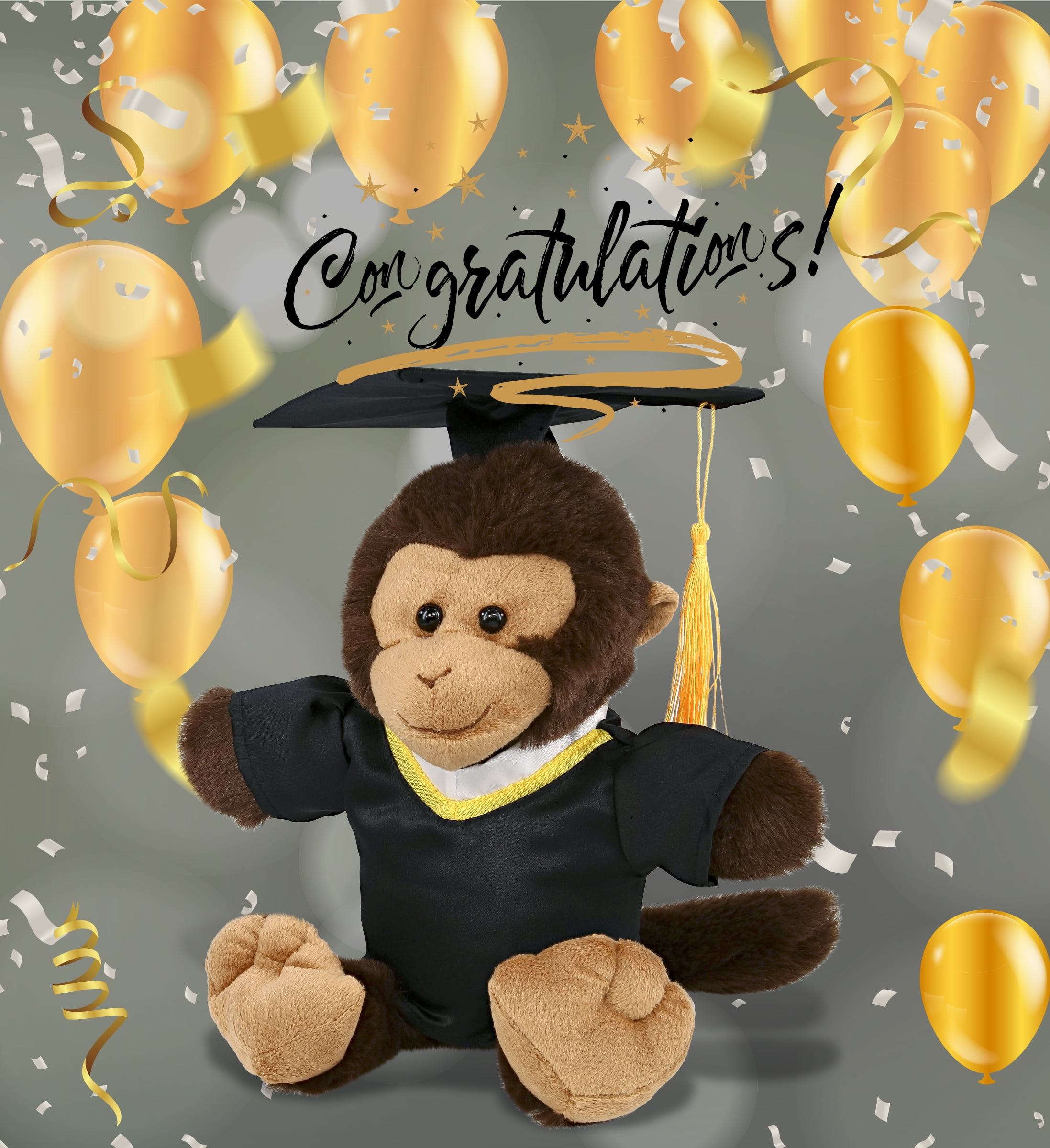DolliBu Monkey Graduation Plush Toy - Soft Huggable Graduation Stuffed Animal Dress Up with Gown and Cap with Tassel Outfit - Cute Congratulatory Graduation Gift - 9 Inches
