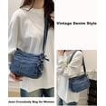thumbnail image 3 of Sunyuer Women Vintage Washed Denim Crossbody Purse, Multi Pocket Casual Jean Shoulder Bag, Adjustable Strap Lightweight Hobo Handbag Daily Travel Messenger Bag, 3 of 8