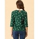thumbnail image 4 of Disfraz de Halloween para Mujer Allegra K Blusa de Lunares con Cuello Peter Pan 3/4 Mangas Verde Oscuro S, 4 of 5