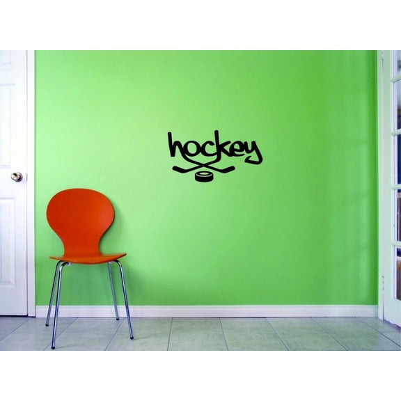 Custom Decals Hockey Wall Art Size: 14 X 28 Inches Color: Black