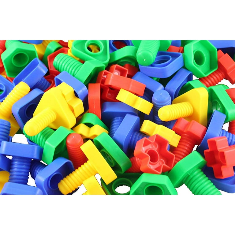96 Piece Bag of Nuts and Bolts Toy Jumbo Plastic Matching Fine Motor Toy OT Therapy Developmental Bird Toy Walmart
