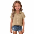 thumbnail image 4 of EnJoCho Toddler Girl Short Sleeve Shirt Girls Linen Shirt Button Down Short Sleeve Cotton Shirts Teen Girl Summer Hawaiian Top Fashion, 4 of 4