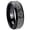 Black Polished Beveled Edge, variant on Etched Lord's Prayer Cross 8MM Concave Black Tungsten Men Ring