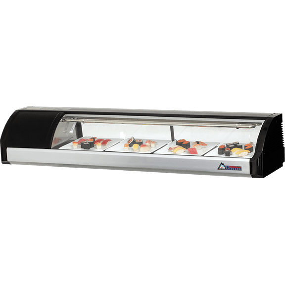 Everest Refrigeration ESC59L 59-Inch Left Compressor Curved Glass Refrigerated Sushi Case, 2-Cubic Feet, NSF