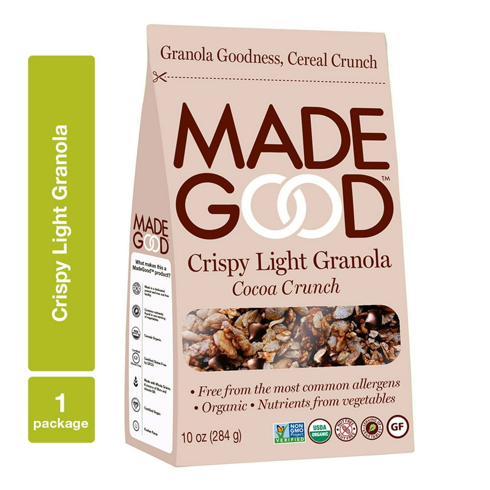 MadeGood, Granola, Gluten Free, Vegan, Cocoa Crunch Crispy Light