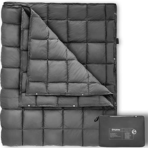 KingCamp Puffy Blankets for Cold Weather Camping, Warm Down Alternative Outdoors Indoors Quilt, Lightweight Compact Packable Windproof Blanket for Stadium, Airplane, Travel, Picnics, Backpacking