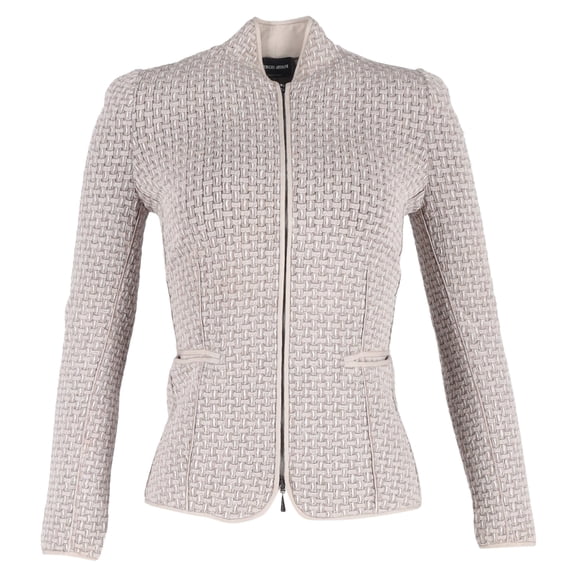 Pre-Owned Giorgio Armani Zipped Jacket in White Wool