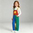 thumbnail image 5 of CPNG Girls and Boys Denim Overalls Color Blocked Casual Loose Fit Jeans Overalls with Adjustable Straps Kids Unisex Jumpsuit Bib Overalls, 5 of 6