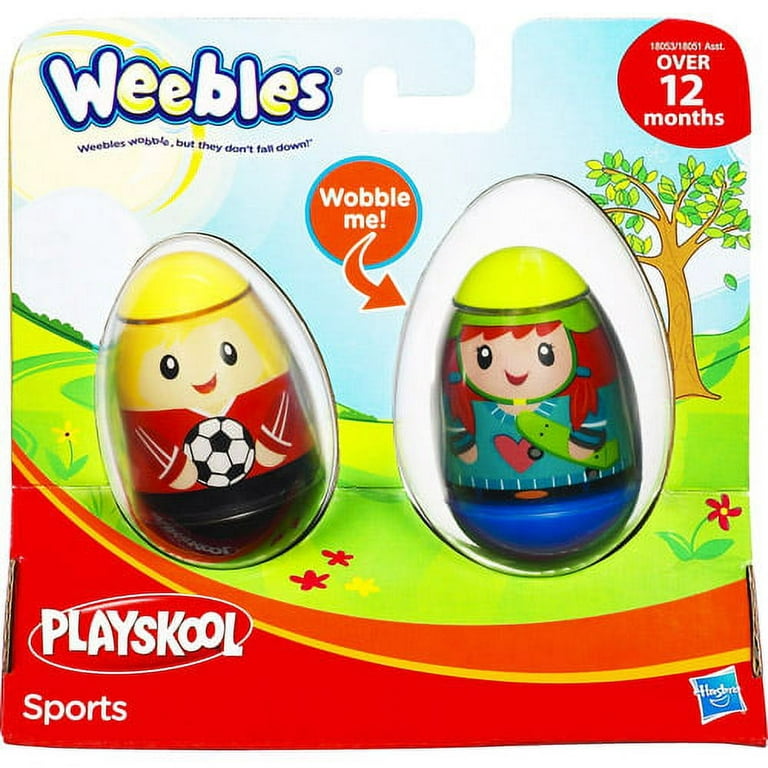 Playskool Hasbro Weebles Wooble Toy Sports Boy w/ Soccer Ball Girl w/  Skateboard