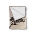 thumbnail image 2 of Tree Soft Flannel Fleece Throw Blanket, Lonely Juniper Tree on Seaside Cliff Full Moon at Sunset Nature Theme Artwork Print, Cozy Plush for Indoor and Outdoor Use, 50" x 60", Brown Grey, by Ambesonne, 2 of 5