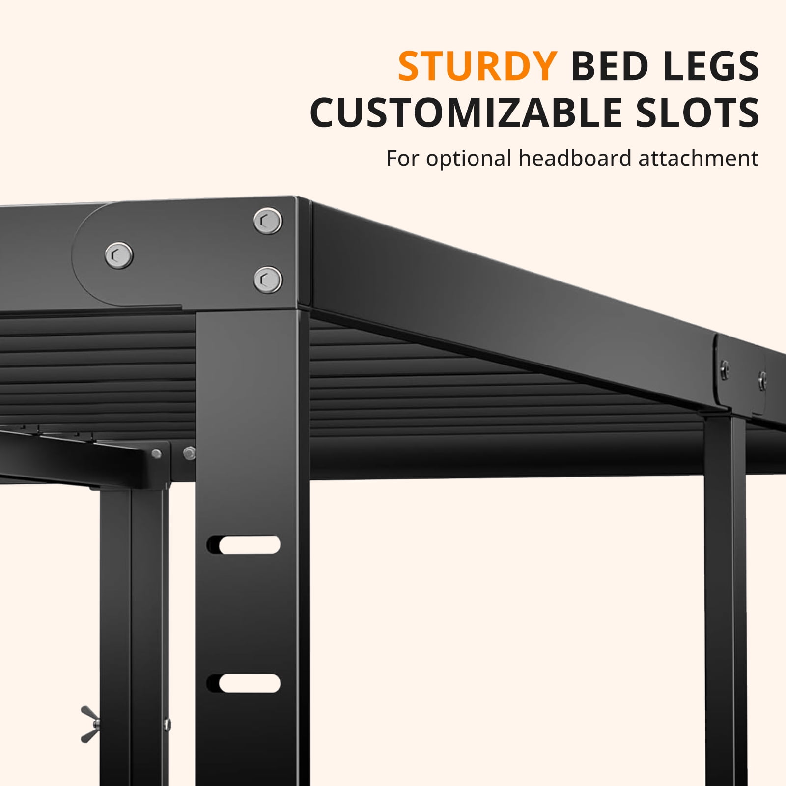 Queen Size 14" Height Metal Platform Bed Frame with Steel Slat Support, No Box Spring Required, Under-Bed Storage, Easy Assembly, Black