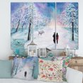 thumbnail image 2 of Designart ' Couple In Love Walks During Snowy Winter Times ' Traditional Canvas Wall Art Print, 2 of 3