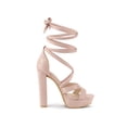 thumbnail image 3 of BLISSFUL STEP Sandales à Talons Hauts Épais à Plateforme à Lacets pour Femmes Rose Poudré (Taille 9,5), 3 of 6