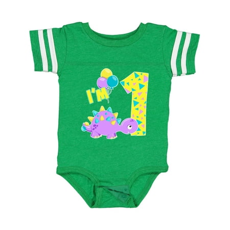

Inktastic Happy Dinosaur First Birthday-purple Gift Baby Boy or Baby Girl Bodysuit