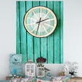 thumbnail image 2 of DesignArt Antique Wagon Wheel on Turquoise Wood Large Wall Clock, 2 of 2