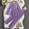 thumbnail image 2 of NOLDARES Toddler Baby Girl Clothes Cute Long Sleeve Sweatshirt Fall Winter Outfits Kids Joggers Pants 2Pcs Soft Set(Purple,9-10 Y), 2 of 6