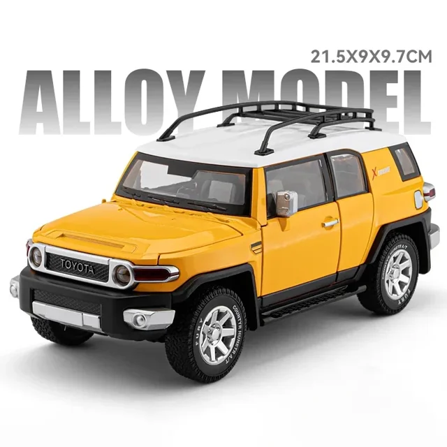 1:24 TOYOTA FJ Cruiser Alloy Car Model Diecast & Toy Metal Off-road Vehicles Car Model Sound and Light Simulation Childrens Gift Yellow No box