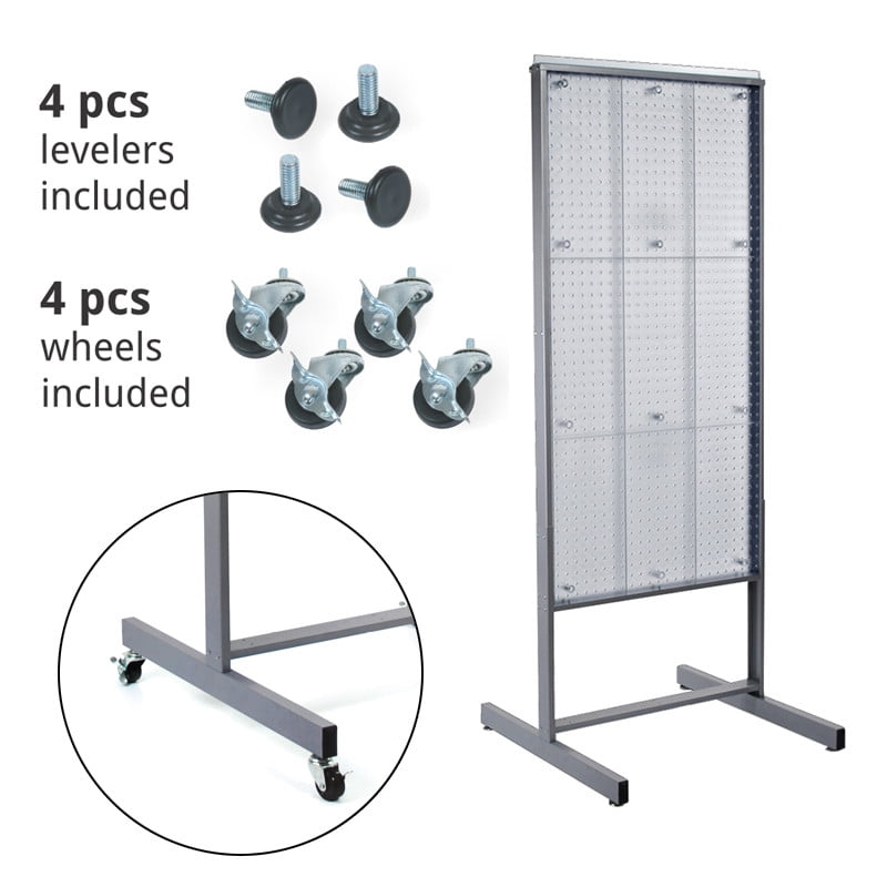 Two-Sided Metal Frame Pegboard Floor Display. Panel Size: 24"W x 48"H (CLEAR ONLY)
