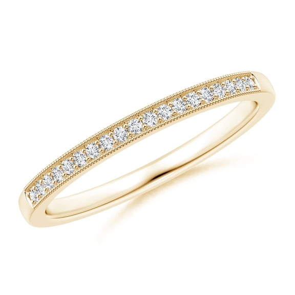 ANGARA Lab Grown Stackable Diamond Wedding Ring for Women in 14K Yellow Gold (Size-1mm| Color-F-G| Clarity-VS) | April Birthstone, Anniversary, Jewelry Gift for Women | Lab-Grown Diamond Ring