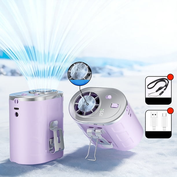 Portable Ice Waist Fan High Speed Fan With Large Battery Hands Free Neck Desk Handheld Fan For Outdoor Hiking Camping Working