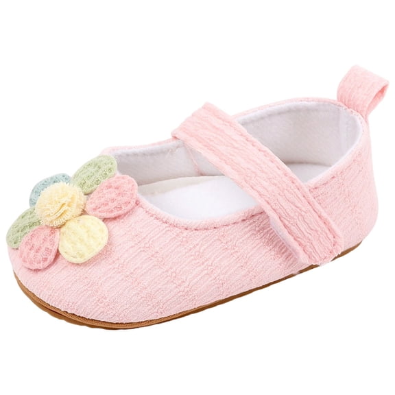 Tigivemen Toddler Baby Girls Cirb Shoes Infant Newborn Flower Cotton Walking Shoe Mary Jane Flats Pink Size 6