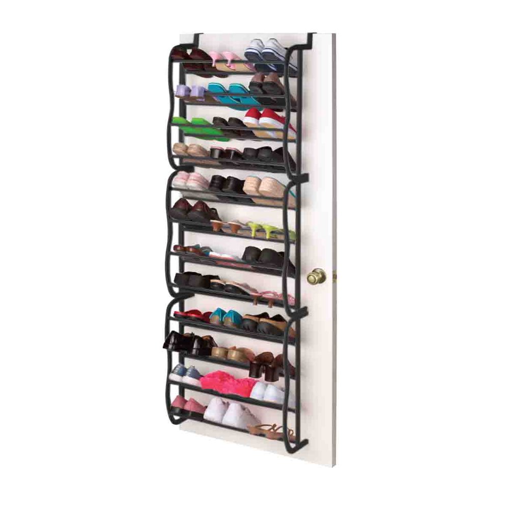 Sunbeam 36 Pair Over the Door Steel Shoe Rack, Black