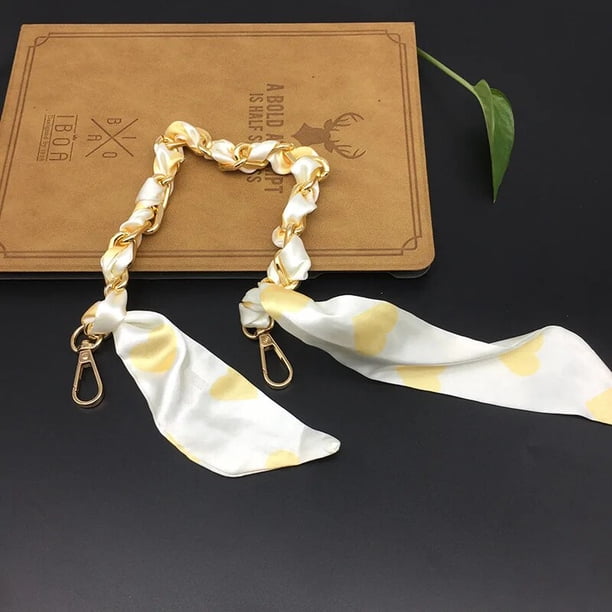 Silk Scarf Ribbon Handbag Accessories Chain Fashion Scarf Metal Chain Handle Bag Decor Bow Multifunction Ribbon Handbag Strap