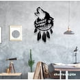 thumbnail image 2 of Craftnamesign Native Wolf Dream Catcher Metal Wall Art LED Light, Howling Wolf Sign Home Decor, 2 of 5