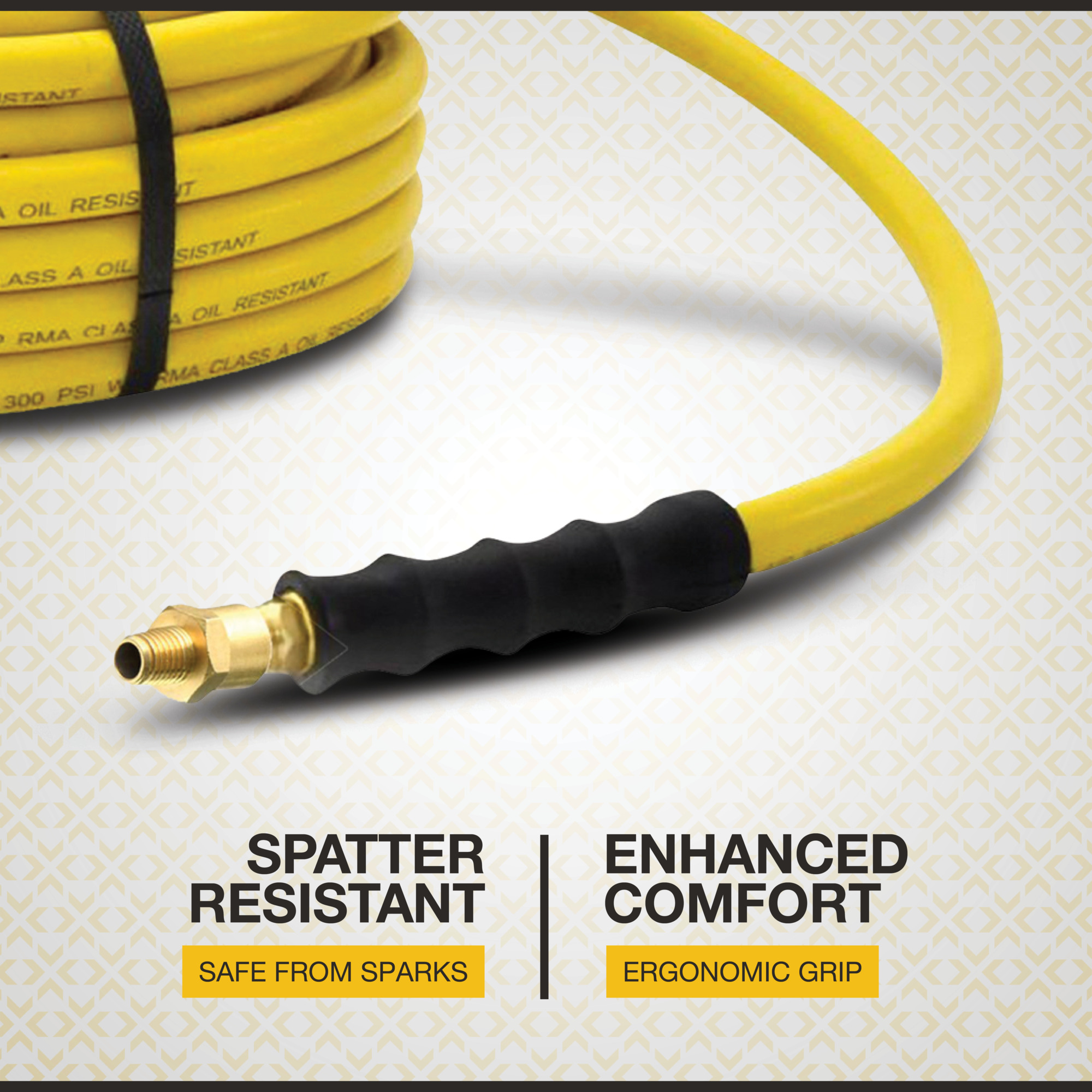 Klutch Oil-Resistant Rubber Air Hose with 1/2in.–3/8in. Reducer, 1/2in. x 100ft., 300 PSI