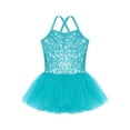 thumbnail image 3 of Jizyo Children Girls Camisole Sequin Ballet Gymnastic Leotard Tutu Dress Ballerina Dancewear Outfits Blue M, 3 of 5