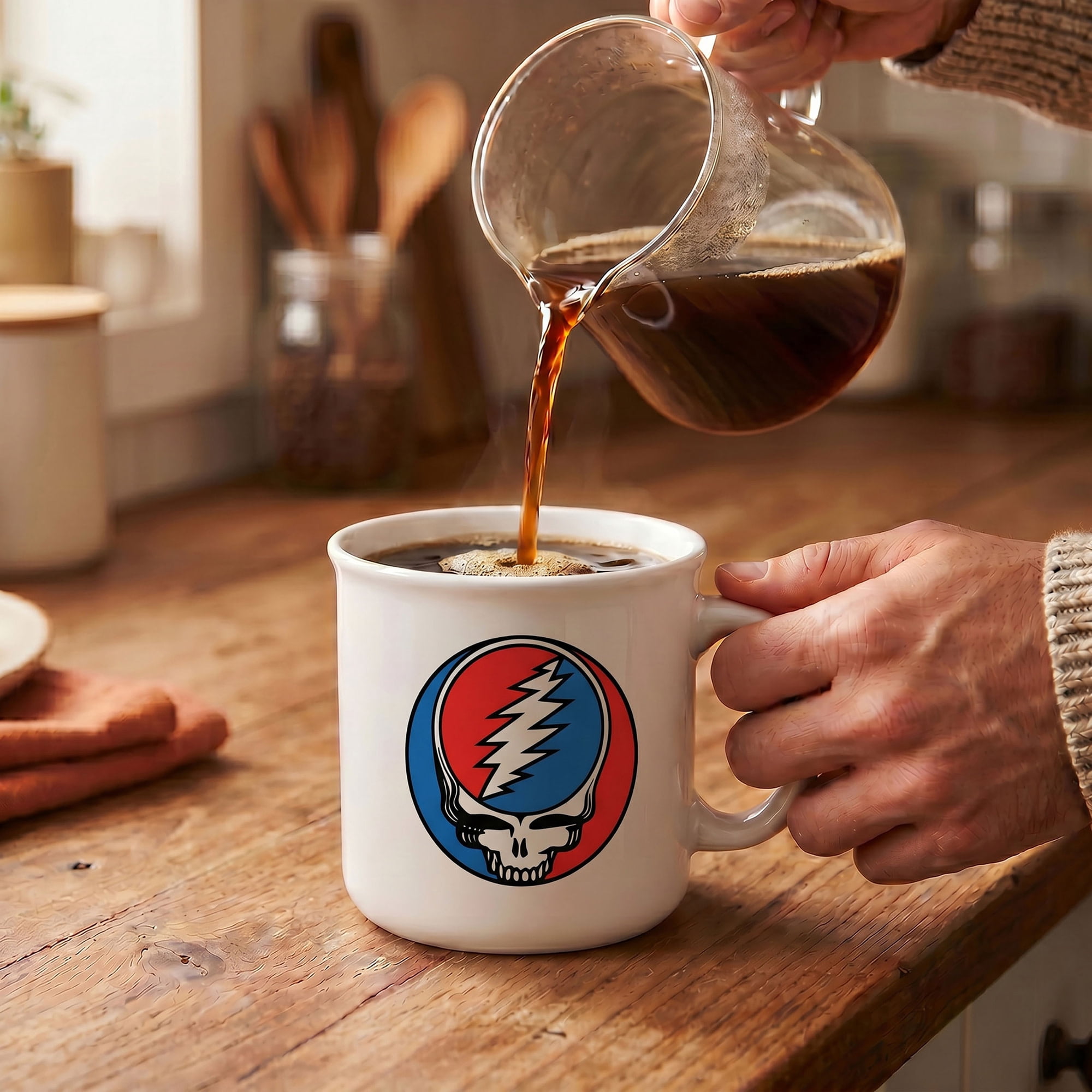 Pyramid America: Grateful Dead Skull Logo - 20oz Ceramic Camper Mug - Coffee & Tea Cup, Microwave-Dishwasher Safe, Rock Band Fan Collectible, Licensed