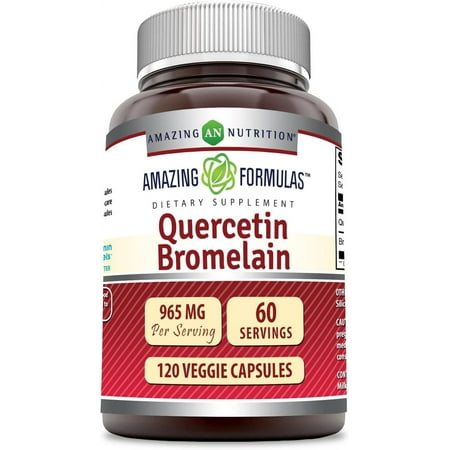 Amazing Formulas Quercetin 800mg with Bromelain 165mg 120 Veggie Capsules Supplement | Non-GMO | Gluten Free | Made in USA