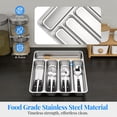 thumbnail image 4 of Silverware Organizer Stainless Steel Utensil Drawer With 5 Compartments For Kitchen  Dishwasher Safe Holds Spoons Forks (13.8" X 11.4" 1.6" Silver), 4 of 8