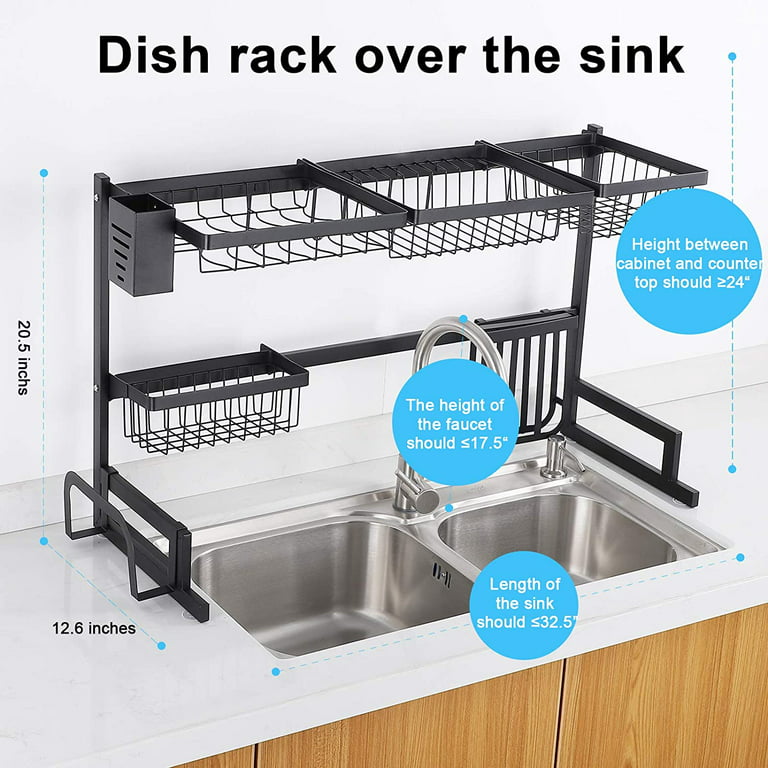 Sink Storage Shelf Kitchen Dish Draining Rack with Cabinet Door