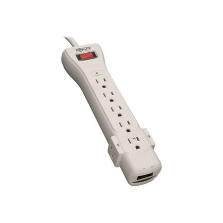 Tripp Lite SUPER6TEL Surge Suppressor, 7 Outlets, 6 ft Cord, 1080 Joules, Light Gray