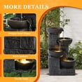 thumbnail image 2 of Haverchair 21.9" Outdoor Water Fountain with LED Lights, 4-Tier Bowl and Stacked Stones Garden Fountain, Modern Cascading Waterfall Fountains for Garden, Patio, Backyard, Porch and Home Decor, 2 of 8