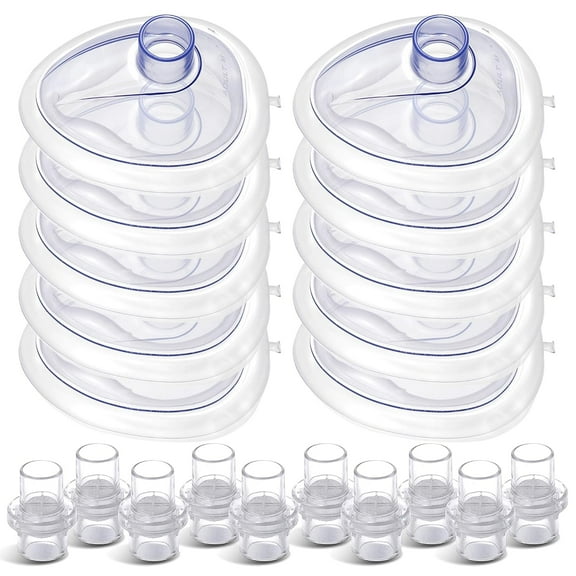 Primacare RS-6847 Adult CPR Training Masks, Pack of 10 Masks and One-Way Valves