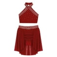 thumbnail image 3 of Yanarno Big Girls Lyrical Ballet Modern Dancewear Costume Two-Pieces Jazz Latin Dance Set for Performance Burgundy 12, 3 of 5