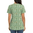 thumbnail image 4 of JuneFish Women's Summer Floral Tunic Tops Short Sleeve V Neck Casual Pleated Blouse, 4 of 7