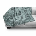 thumbnail image 2 of Map Soft Flannel Fleece Throw Blanket, Pirate Ships Adventurous Treasure Islands, Cozy Plush for Indoor and Outdoor Use, 50" x 70", Pale Grey Charcoal Grey, by Ambesonne, 2 of 5