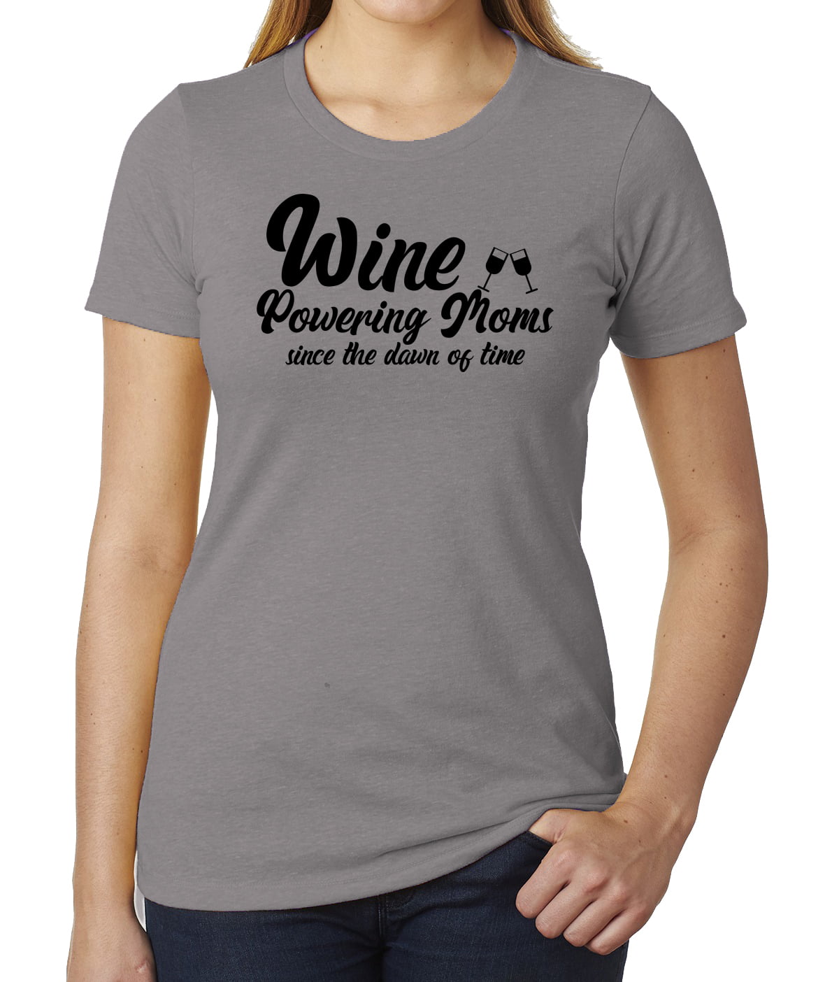 Wine Powering Moms, Funny Mom shirts, Woman's Graphic T-shirts - Heather  Grey MH200WMOM S28 3XL 