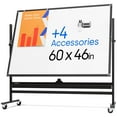 thumbnail image 1 of Tableau Effaçable à Sec Roulant 60 x 46 - Grand Tableau Blanc Magnétique Portable avec Support - Style Chevalet Double Face avec Roues - Tableau Blanc Mobile sur Pied pour Bureau, Salle de Classe et Maison, 1 of 4