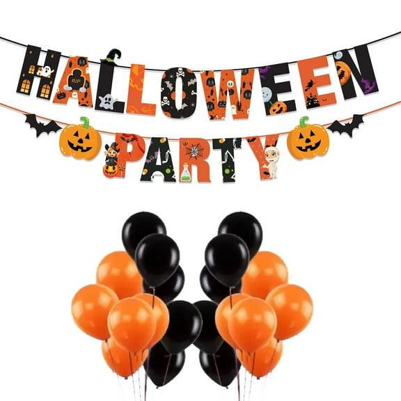 Halloween Theme Party Decoration Combo (51 Pcs), Halloween Themes Party Favors for Party Decoration(Banner,Balloons)